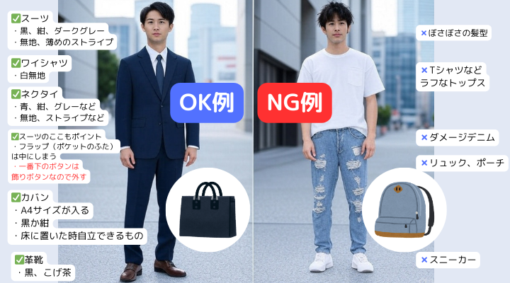 面接の服装OK・NG例